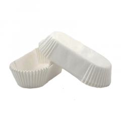 Капсула 105х40х25 мм. овальная для кондитерских изделий «Тарталетка» (белая), пергаментная